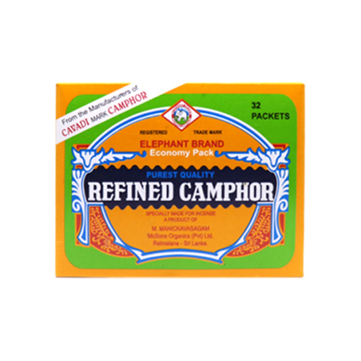 Cavadi Mark Camphor Refined Camphor 105 Tablets (Elephant Carton)