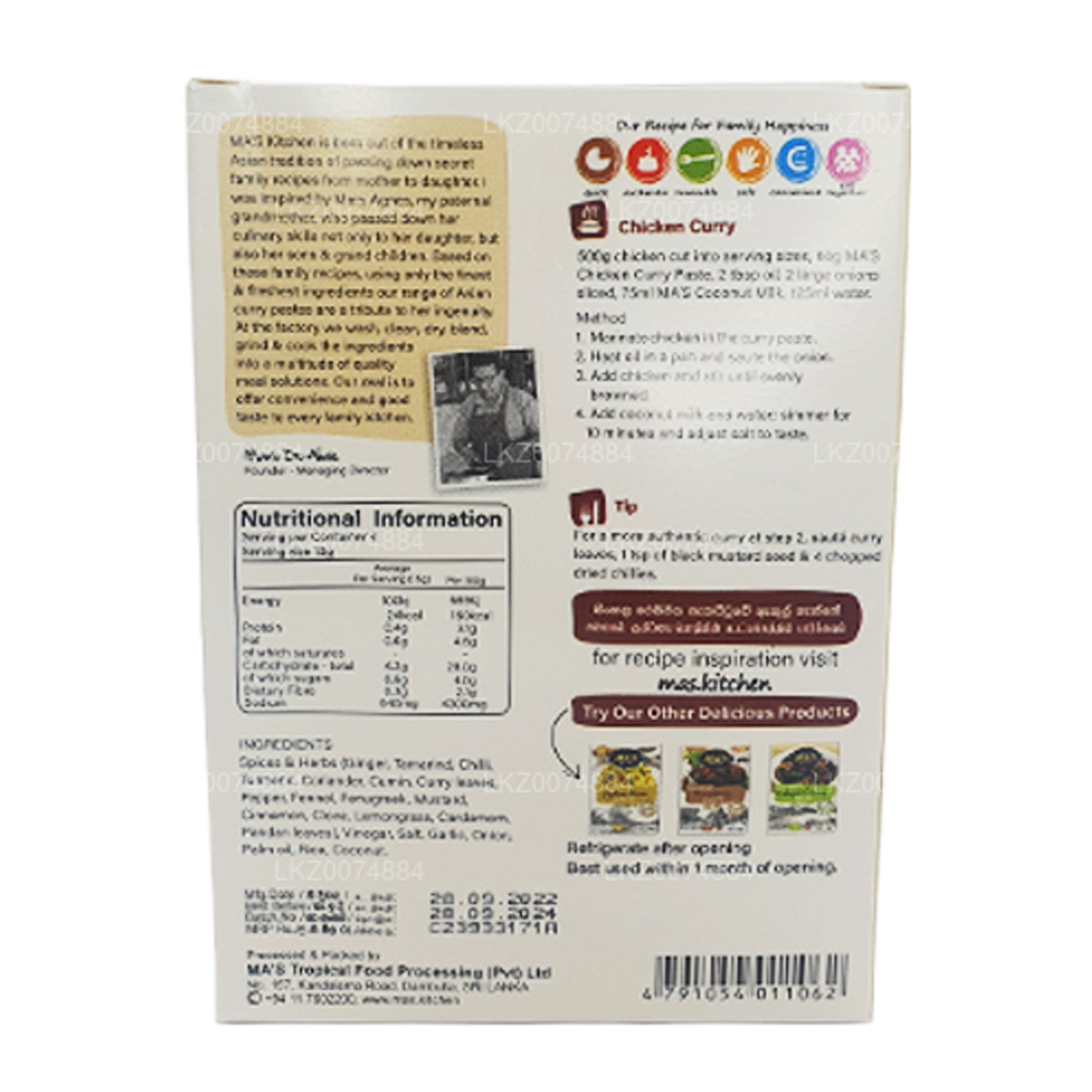 MA's Kitchen Sri Lanki Kurczak Curry Pasta (50g)