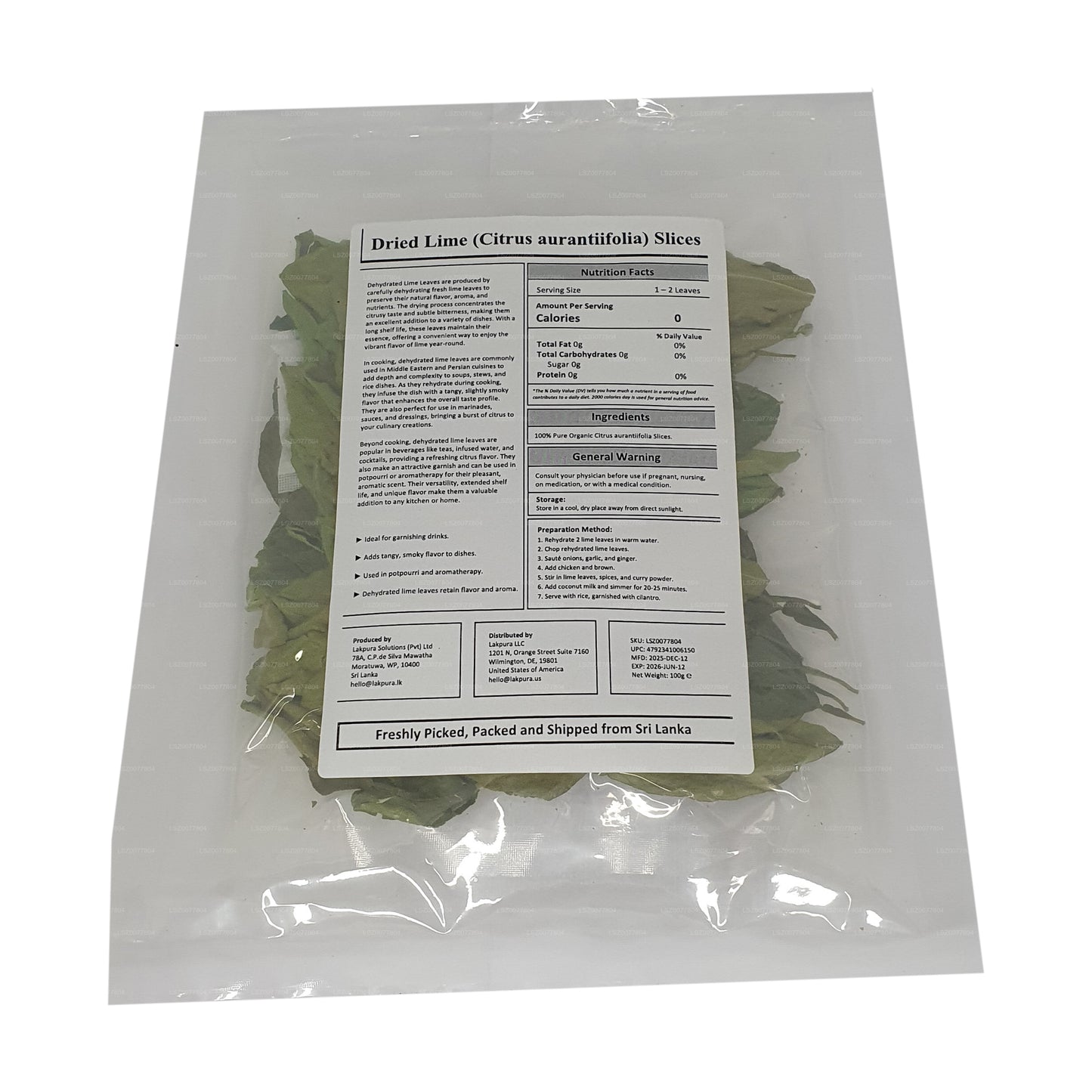 Lakpura® Dehydrated Lime Leaves