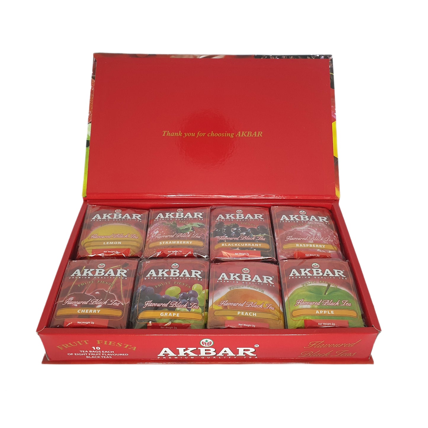 Akbar Fruit Fiesta Pudełko upominkowe z czarną herbatą o smaku 80 torebek na herbatę (160g)