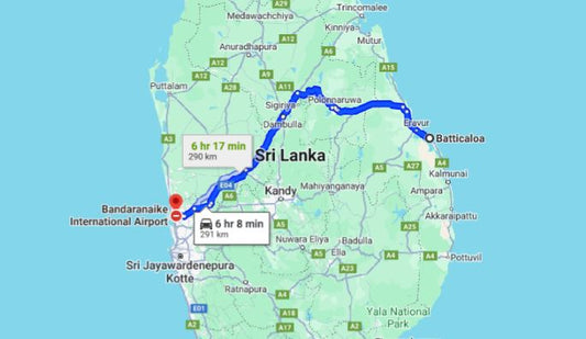 Batticaloa City na lotnisko Colombo (CMB) Prywatny transfer