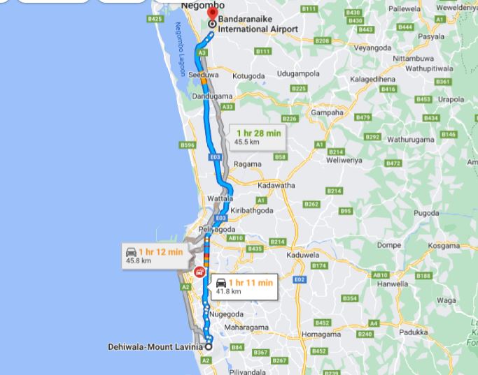 Z Mount Lavinia City do Lotnisko Kolombo (CMB) Prywatny transfer