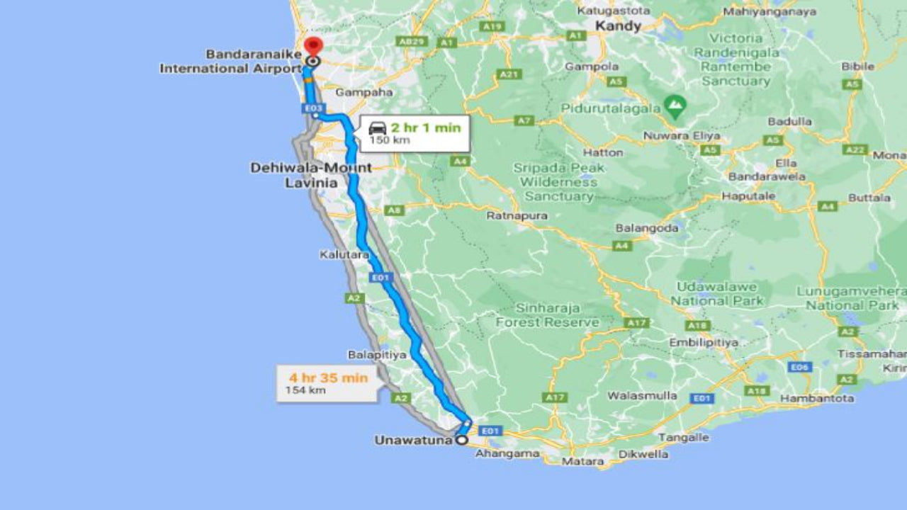 Prywatny transfer z miasta Unawatuna do lotniska w Kolombo (CMB)