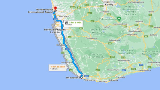 Prywatny transfer z miasta Unawatuna do lotniska w Kolombo (CMB)