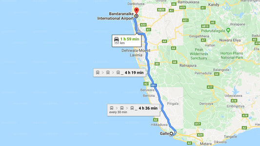Prywatny transfer z miasta Galle do lotniska w Kolombo (CMB)