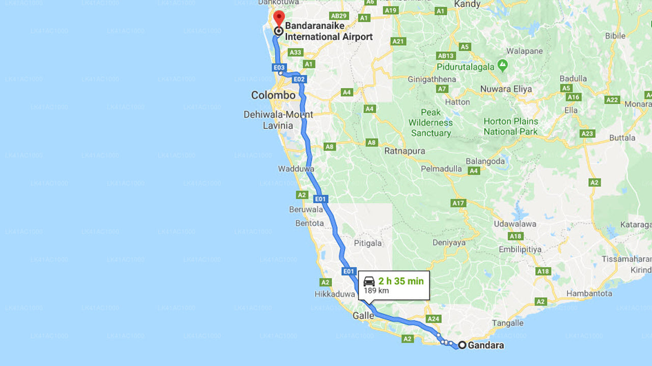 Gandara City to Colombo Airport (CMB) Private Transfer