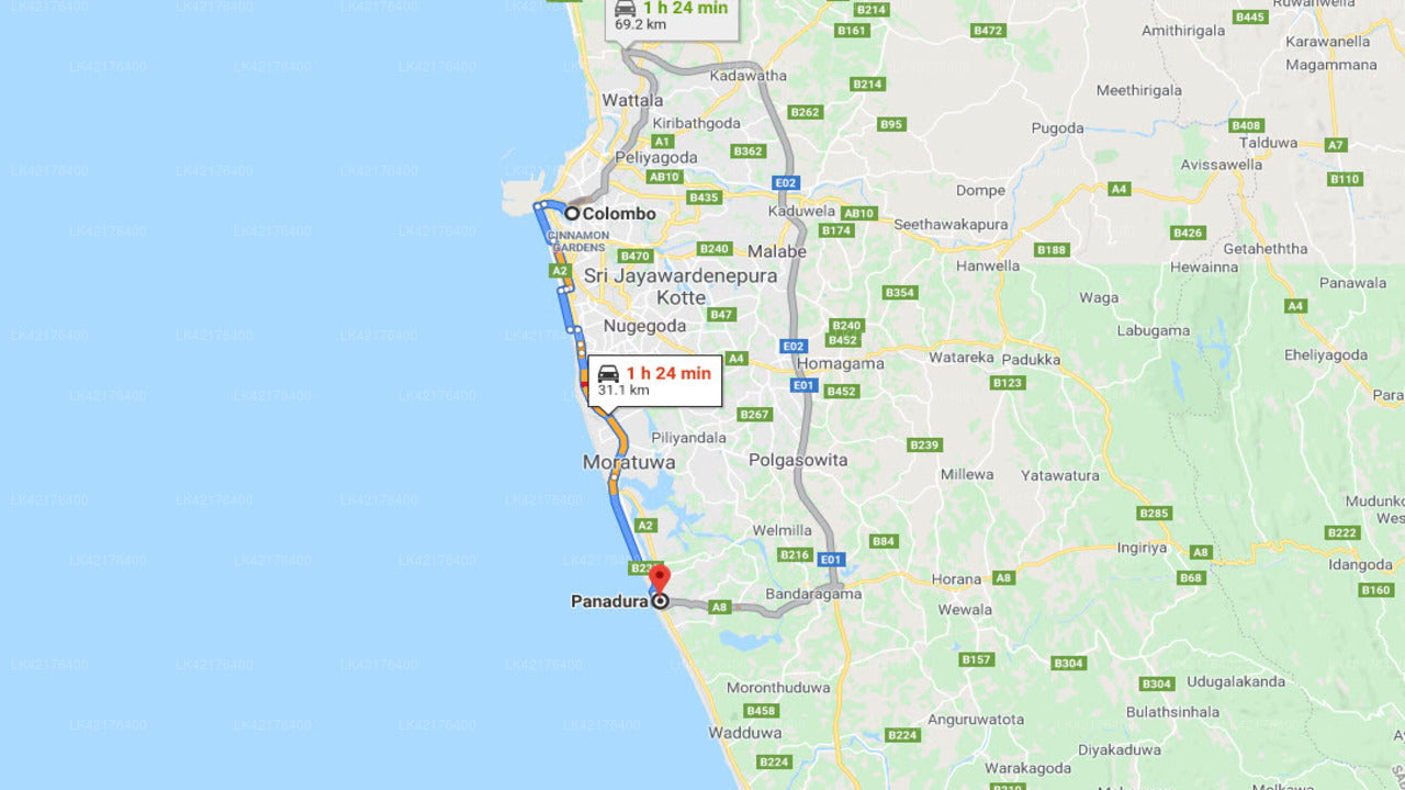 Colombo City to Panadura City Private Transfer