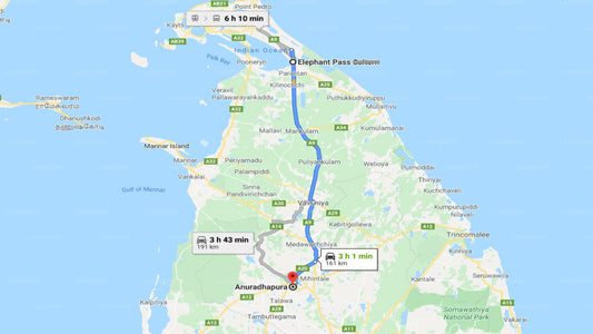 Prywatny transfer Elephant Pass City do Anuradhapura City