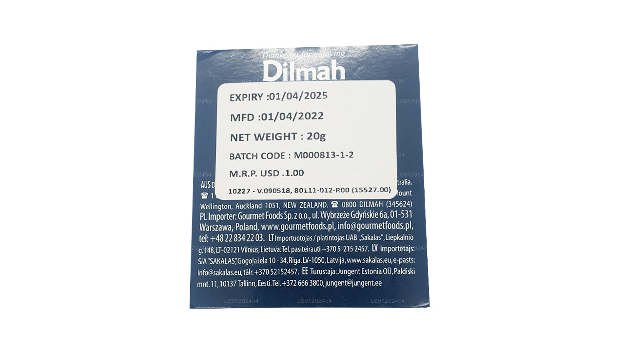 Dilmah Earl Grey Tea (20g) 10 pojedynczo opakowanych folią torebek herbaty